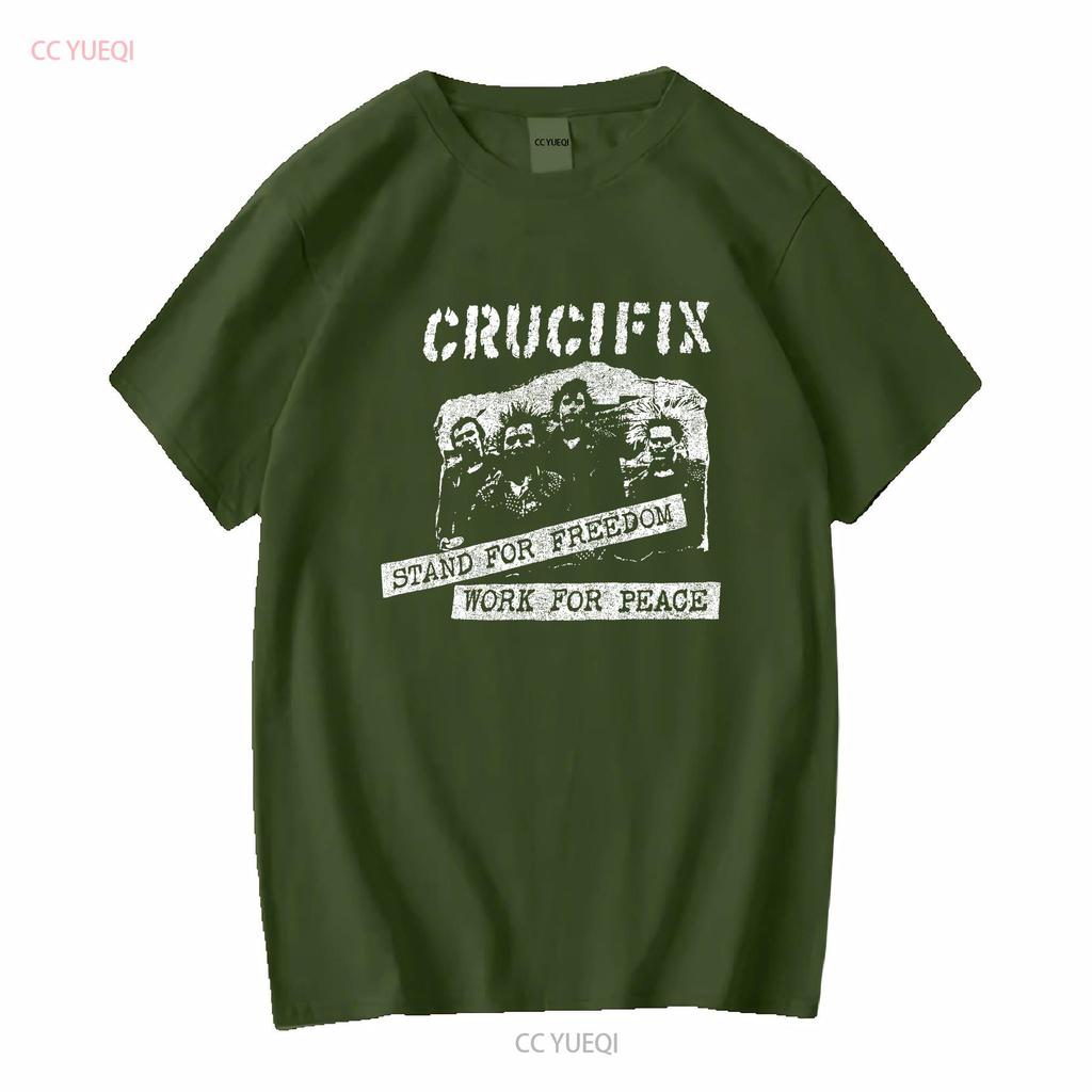 Vintage 2000s Crucifix Hardcore Punk Band Black T shirt Sz M long or short sleeves vintage Washed designer clothes Breathable