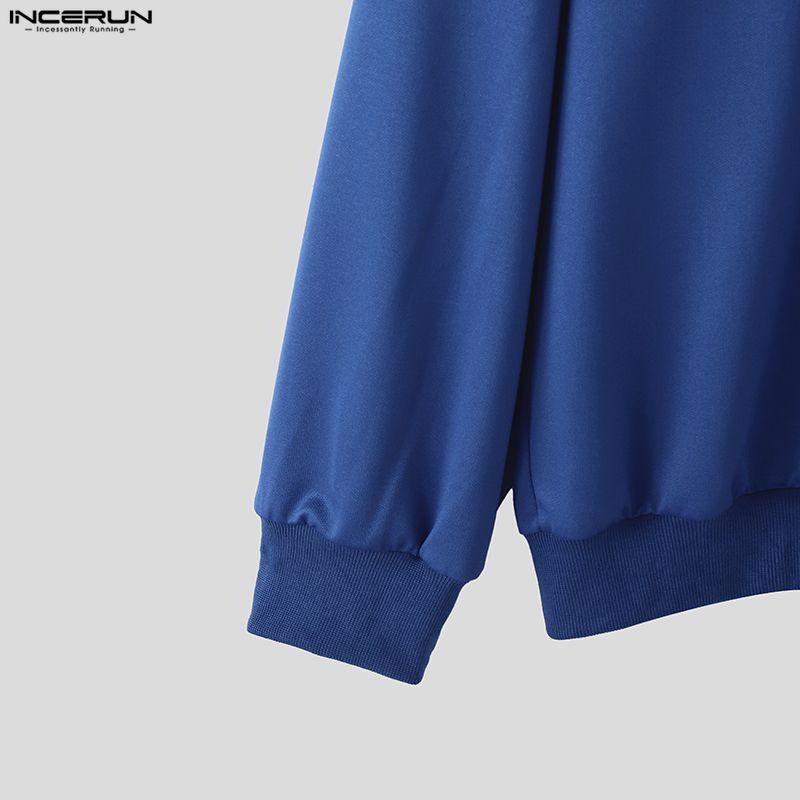 INCERUN 2PCS Men Square Collar Long Sleeve Thin Sweatshirts Long Pants Sports Sets