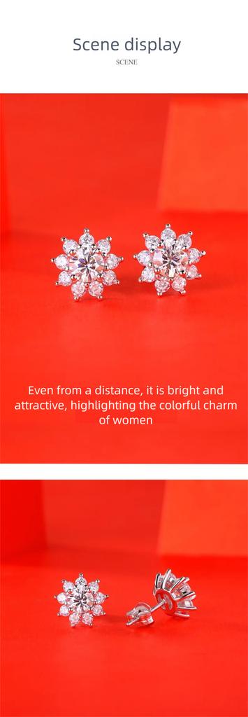 0.5ct Moissanite Earrings for Women Lab Grown Diamond Ear Studs 925 Silver Fine Jewelry Gift