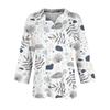Women's Fashion Casual Button Three-quarter Sleeve Striped Print Lapel Shirt Top
