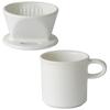 Kamoshika Douguten Ceramic Coffee Dripper and Mug Set for One Person, Banko Ware, Made In Japan (White)