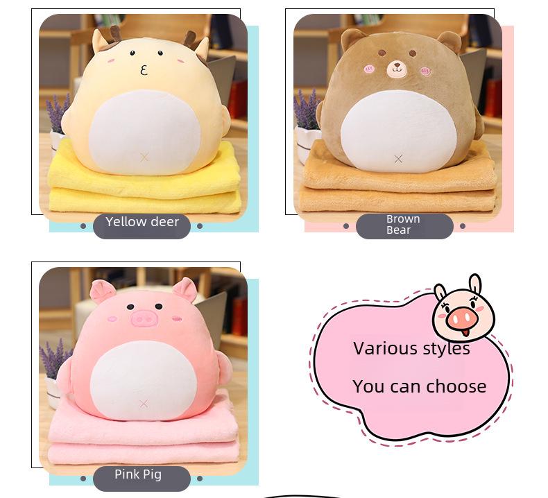 3-in-1 Car Cartoon Pillow Quilt: Dual-purpose Cushion & Blanket with Air Conditioning Blanket, Perfect for Office Naps