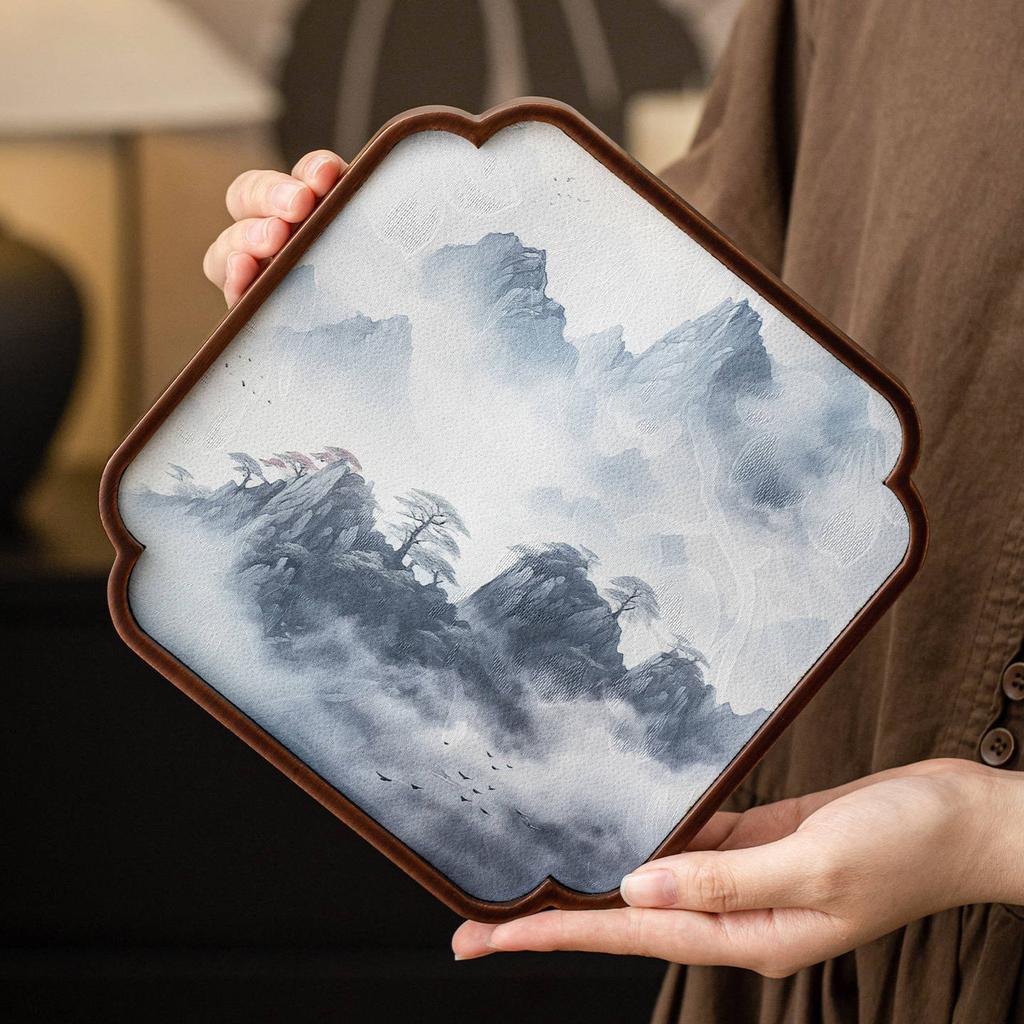 Bambus-Teetablett mit blütenblattförmigen Untersetzern im Lotus-Design Wohnzimmer Trockenaufguss-Tablett Traditionelles Chinesisches Kung Fu Tee-Set