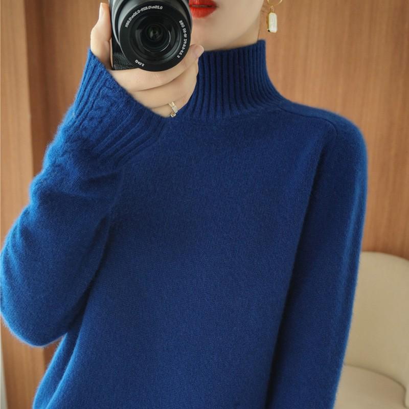 2023 Autumn/Winter Women's High Neck Thick Loose Knit Sweater