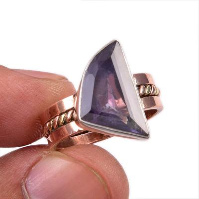Inel din argint sterling 925 din două tonuri din piatră prețioasă de alexandrit natural S.6.5 Z2a47