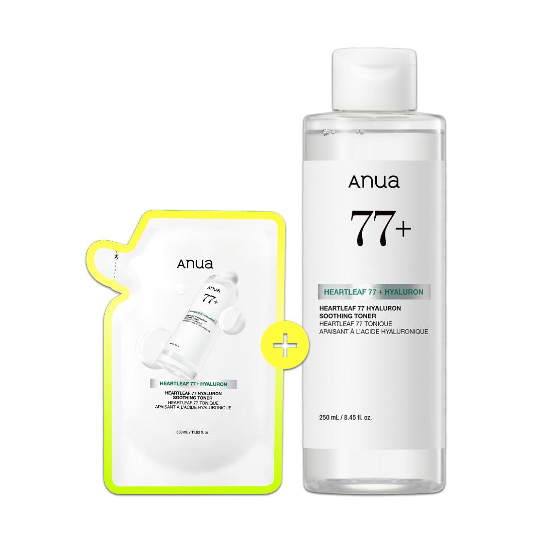 

ANUA Heartleaf 77 Hyaluronic Soothing Toner Refill Set 350ml + 350ml – Calming & Hydrating Facial Toner 350 ml + 350 ml Refill