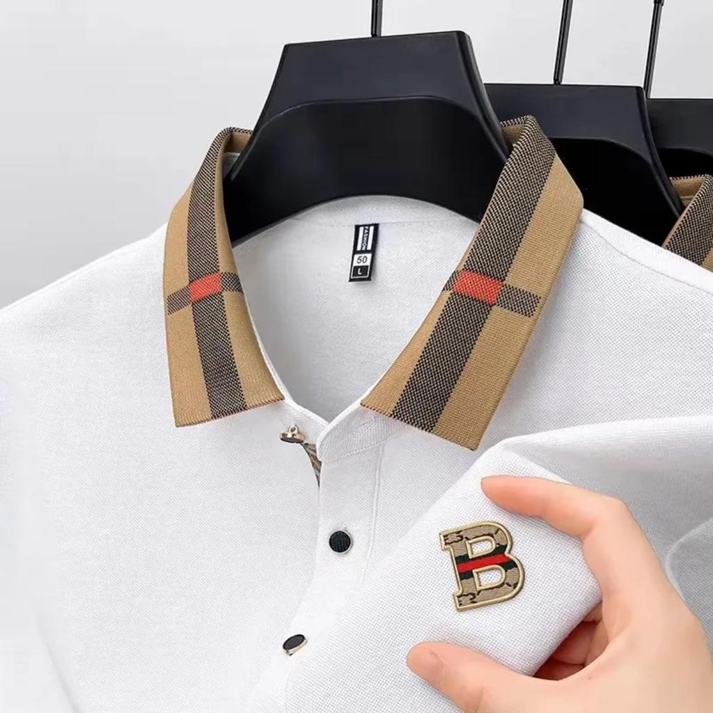 Luxury Short Sleeve Polo Shirt Men New High-end Silk Cotton Breathable Paul T-shirt Fashion Casual Men's Wear