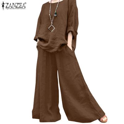 Women Long Sleeve Blouse and Trousers Casual Two Piece Sets