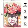 I Love Mom Pink Roses Jar Tin Sign Rustic Wall Art Bedroom Decor 8x12 Inch