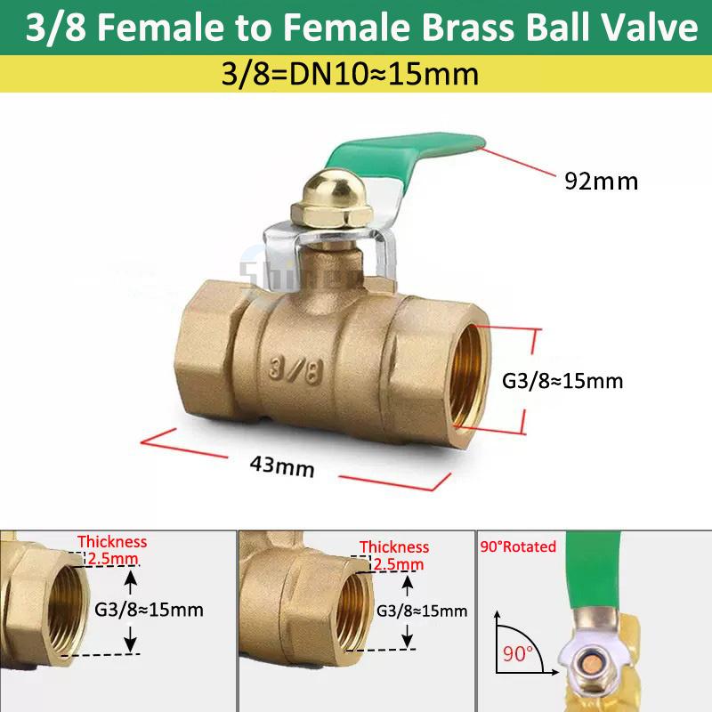 Brass Ball Valve 3/8'' 1/4'' 1/2" Male To Female Thread Connector Joint Copper Pipe Fitting Coupler Adapter 8/10/12mm Hose Barb