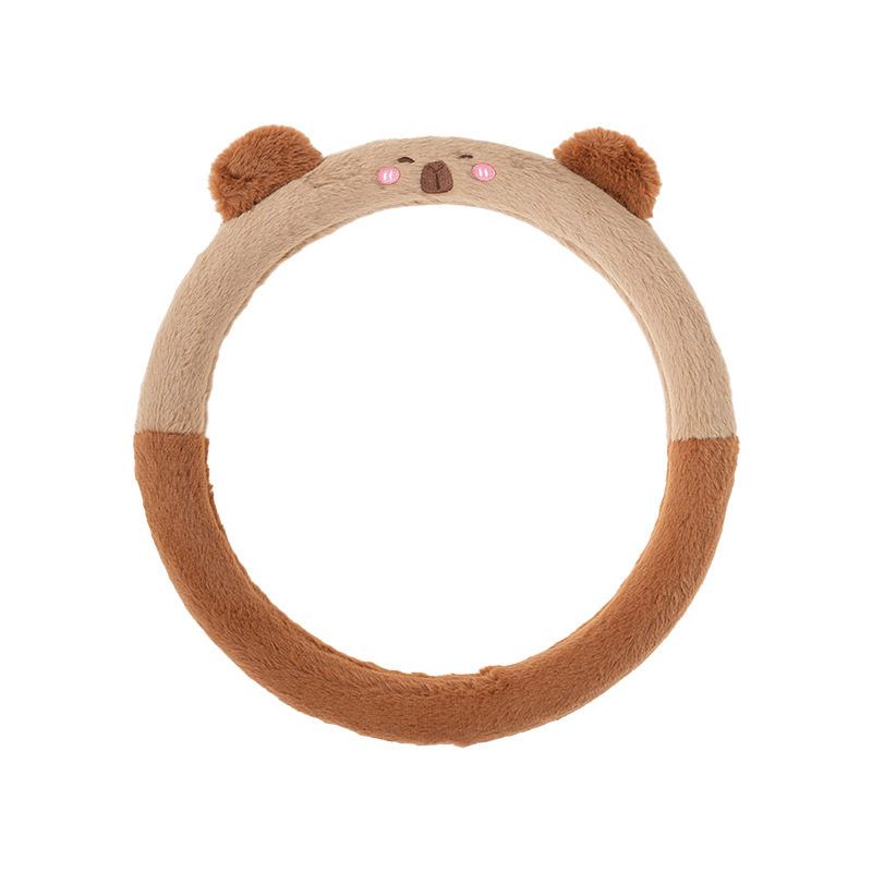 

Kapibala Car Steering Wheel Cover, Plush, Soft, Comfortable, Non-Slip, Cartoon Cute Car Handle Cover Rabbit Fur Capybara Steering Wheel Cover - 38cm