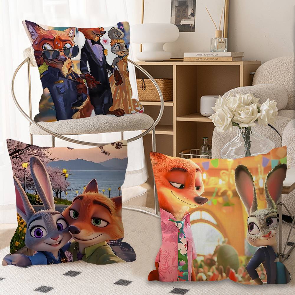 ZZootopiaS 2 1 Movie Pillow Covers Cartoon Sofa Decorative Home Doublesided Printing Short Plush Cute Cushion Cover