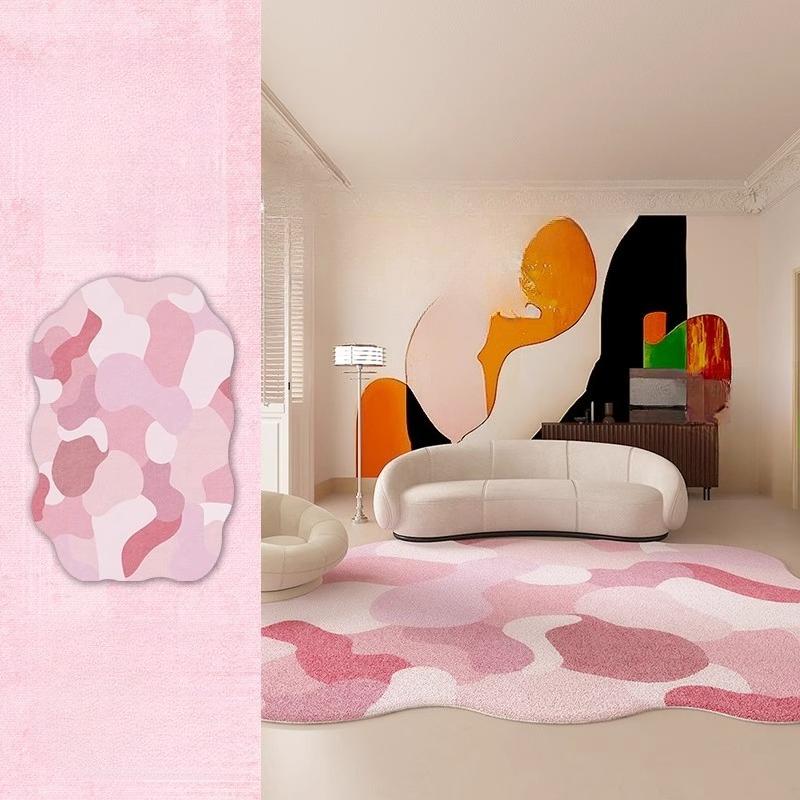 Dopamine Pink Fluffy Carpet Thick Soft Irregular Plush Rug For Living Room Bedroom Lounge Floor Mat