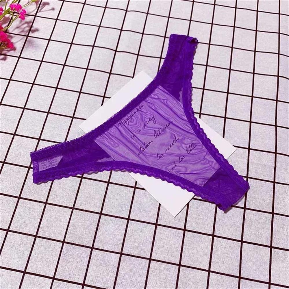 1PCS Transparent Ultra Thin Sexy Thong Women Lace G String Panty Low Waist Ruffles Underwear