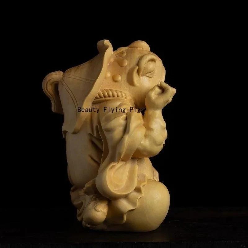 1 Stück Vollholz Kröten-Unsterblichen-Ornament Holzschnitzerei Handwerk Reichtum Anziehende Tierornamente Heimdekoration Holz Teepet