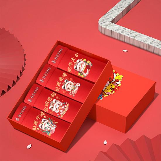 Men Underwear Elastic Waist Cotton Boxer Briefs Cartoon Snake Pattern Comfortable Breathable Red Panties