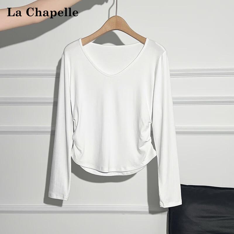 La Chapelle Women's Pleated Waist Long Sleeve T-shirt