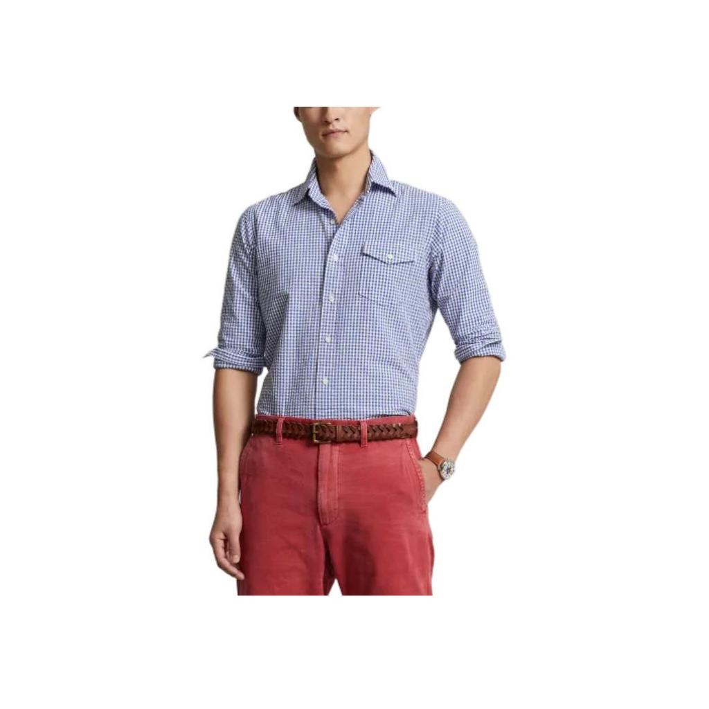 Polo Ralph Lauren SS23 Plaid Collar Single-Breasted Long Sleeve Shirt Men Shirts Blue MNPOWOV16822875-400
