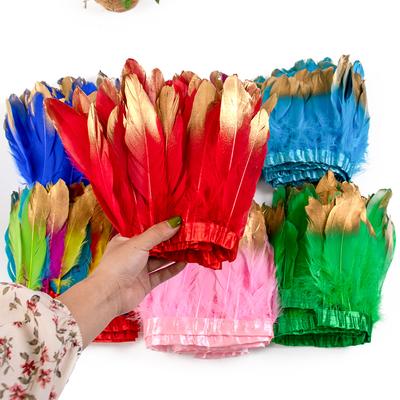 1 metr Barvené lemy z husího peří Golden Goose pro DIY řemesla, párty, svatební šaty, karnevalovou stuhu, dekoraci oblečení, doplňky Plumas 15-20 cm