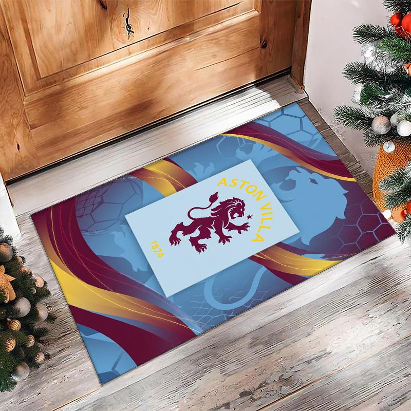 Tappeto in Velluto di Cristallo con Stampa Calcio Aston Villa, Comodo Assorbente d'Acqua Antiscivolo Tappeto per Pavimenti Interni