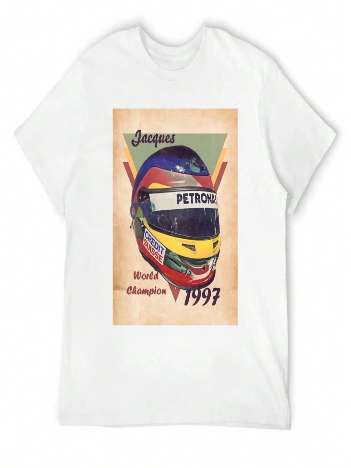 Jacques Villeneuve s Helmet T-Shirt Graphic T Shirts Funny Meme T-Shirts Tops Rapper Graphic Tees unisex T Shirts High Quality S разноцветный