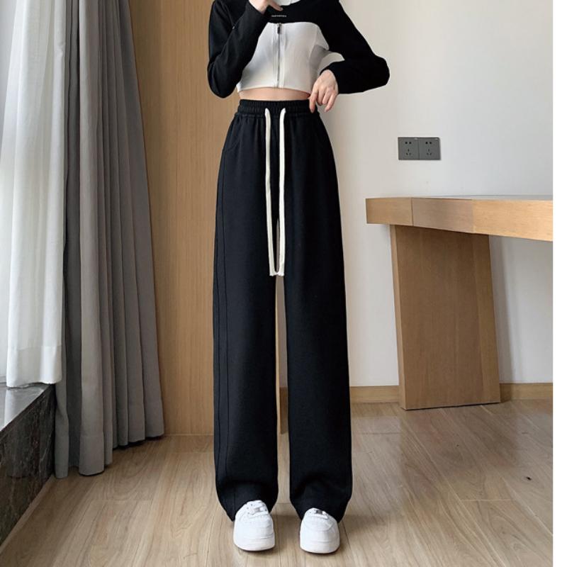 

Весенний стиль Хаки Широкие брюки для женщин Весной и осенью Высокая талия Свободные Прямые Спортивные брюки Повседневные Брюки-бананы для женщин XL