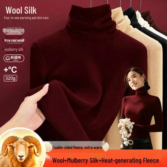 Women's Fleece-Lined Lyocell Thermal Leggings - High Waist Wool & Cashmere Warm Pants