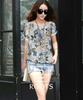 Second Roots Botanical Blouse with Floral and Leaf Short Decorative Underwear Summer Organic Adult Night Prints, Sleeves, Buttons, Top, Fashion,