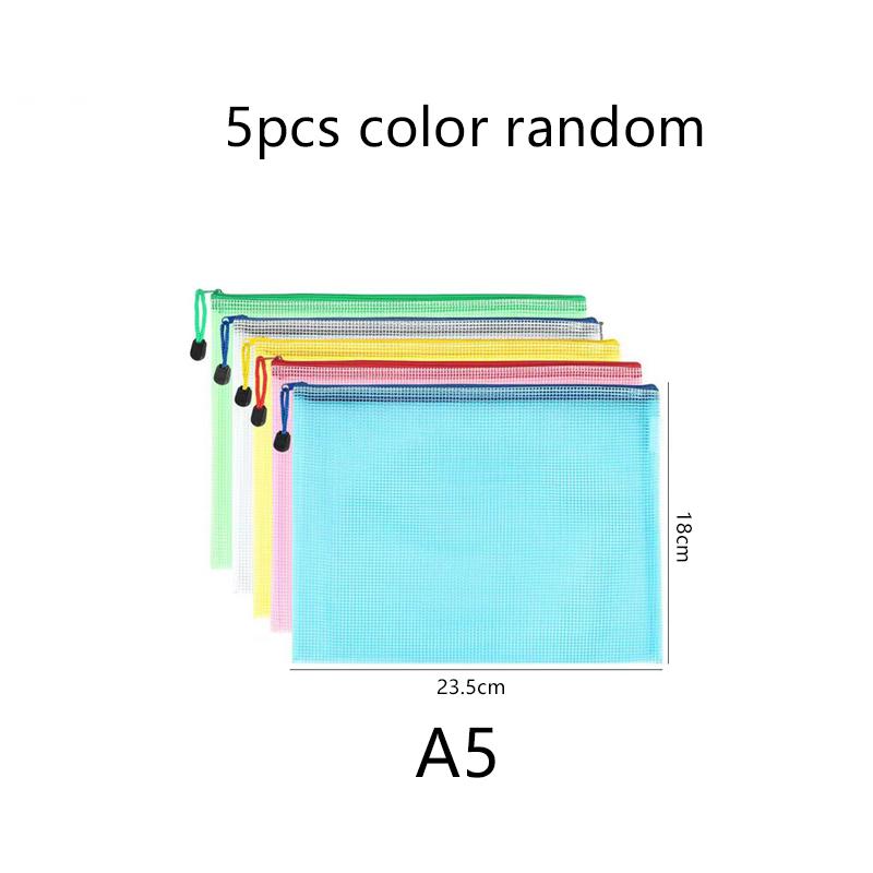 

5~20pcs A4/A5 Stationery Storage Bag Grid Zipper Bags Document Folder Waterproof Office Educational Supplies File Bag TMZ