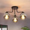 Ceiling Light - NETTLIFE - Black Glass Ceiling Light 3 Lights - E27 - Metal - Modern (cooked)