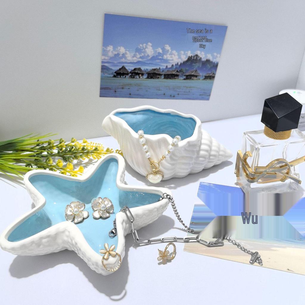 INS Style Starfish & Seashell Ceramic Jewelry Storage Decoration