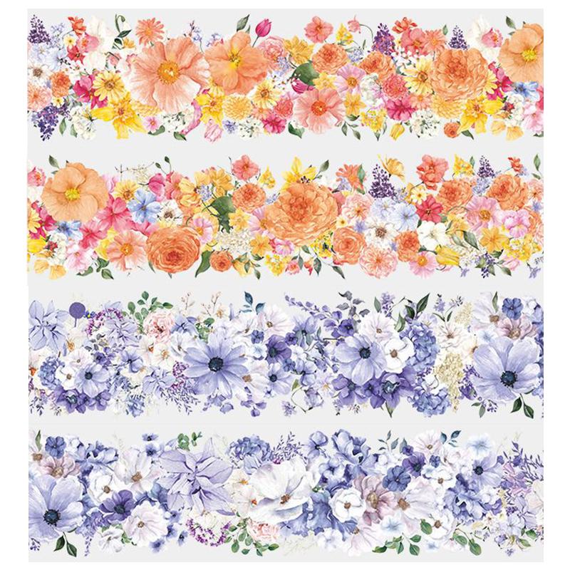 1 Pcs / Set PET Tape Waterproof Flowers Plant Series Rose Butterfly Decoration Background Collage Material Scrapbooking Tape