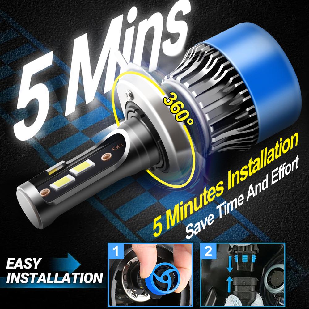 2PCS Car LED Headlamp Replacement Bulbs 20000LM High Lumens Canbus Error Free H4 High Low Beam CSP 3570 chips Auto Light Bulbs
