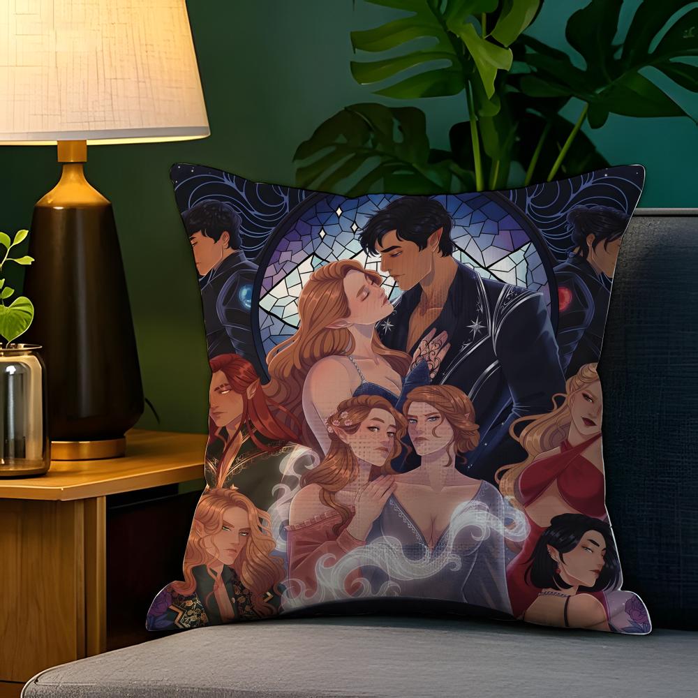 Fantasy Novel AA Court of Thorns and Roses Pillow Case Natural Linen Pillow Case DoubleSided Decor Sofa Pillowcase Home Decor