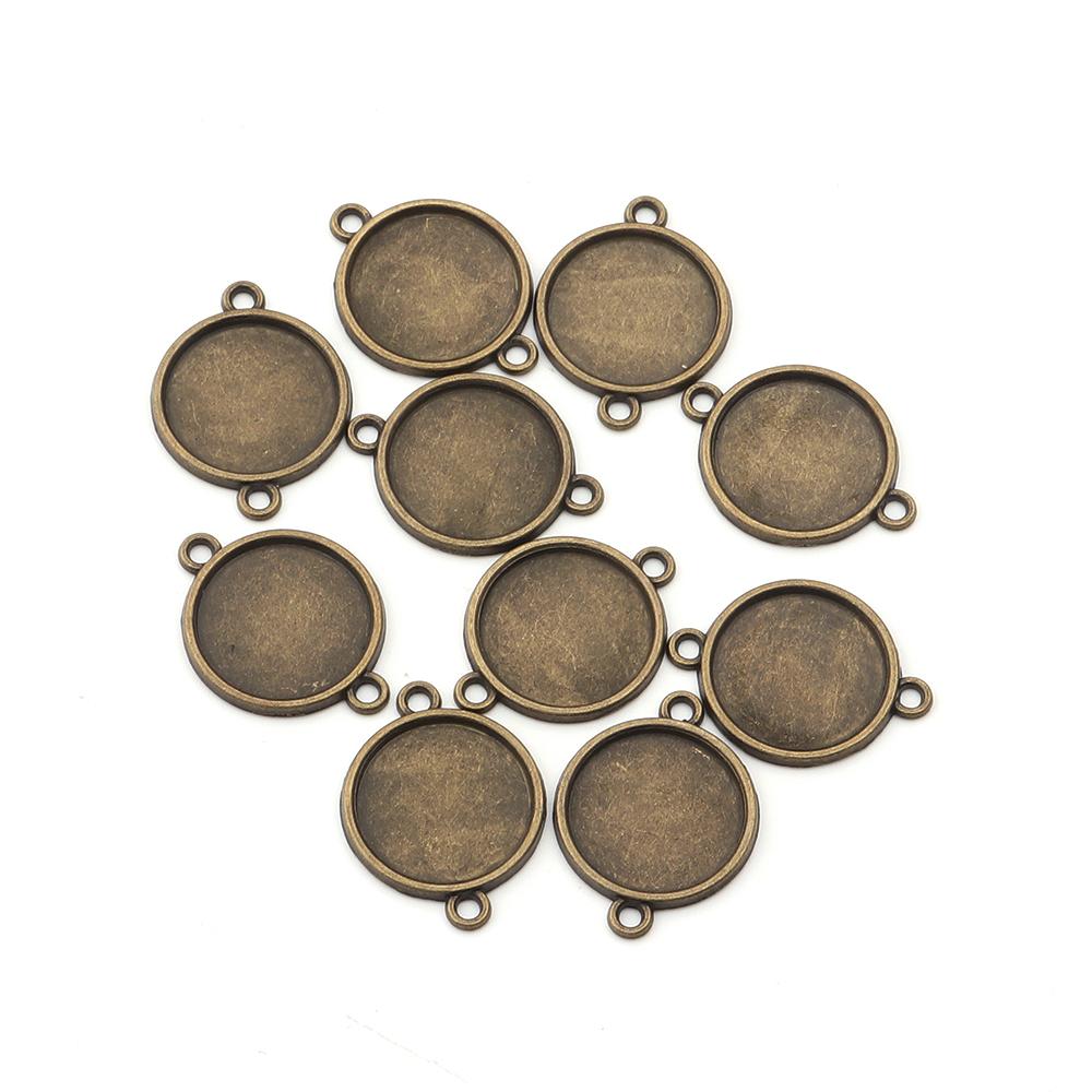 10pcs 8/10/12/14/16/18/20/25mm Round Cabochon Base Double Hole Blank Bezel Trays For Jewelry Making DIY Necklace Accessories