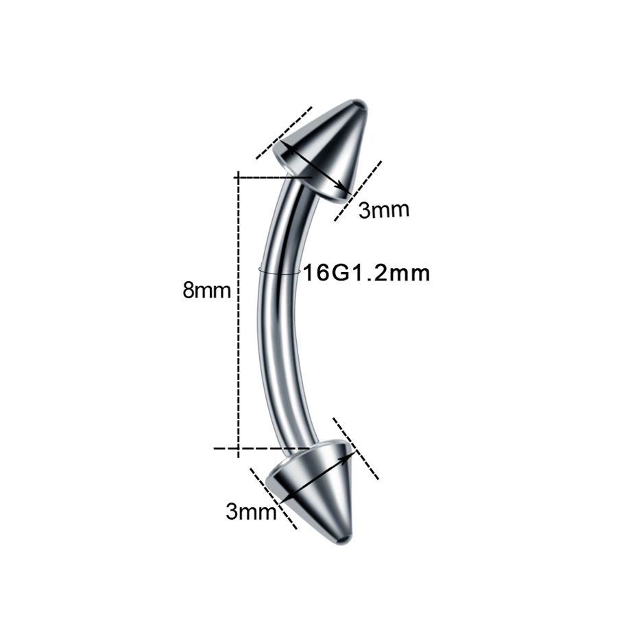 

1PC G23 Titanium Eyebrow Banana Piercing Ring Curved Barbell Lip Ring Snug Daith Helix Rook Earring Cartilage Tragus Jewelry 16G Silver Color