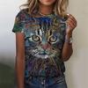 Funny Cat 3d Printed Women's T Shirts Summer Fashion Animal Print Short Sleeve Tees Girl Kawaii Y2k Top Clothes Female Clothing