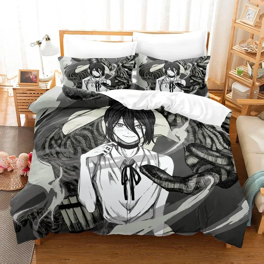 3D Printed Anime Chainsaw Man Bedding Set Makima Duvet Cover Cover Single Twin Quilt Bedclothes Cover Home Textile