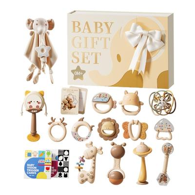 14pcs Infant Rattle Toy Safe Teether Toy Sensory Stimulation Gift Set for Newborns Early Learning Auditory Development