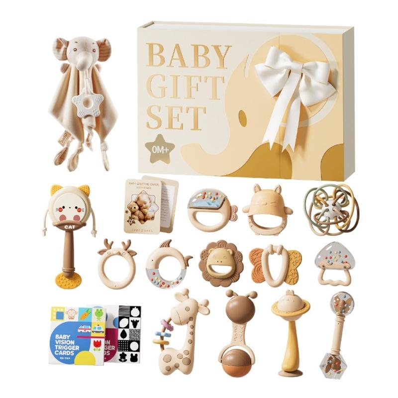 14pcs Infant Rattle Toy Safe Teether Toy Sensory Stimulation Gift Set for Newborns Early Learning Auditory Development 1