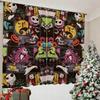 2 Stück - Vorweihnachtliche Vorhänge mit aufgedrucktem 'Christmas Nightmare'-Muster, Schlaufenaufhängung, Heimdekoration, Zimmerdekoration