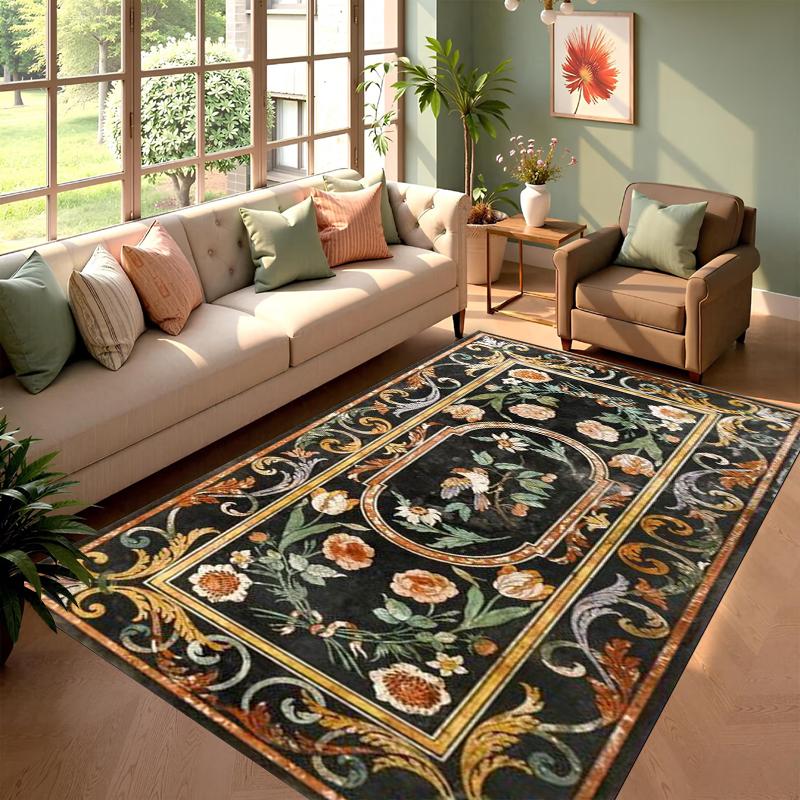 

Exquisite Vintage Carpet Mat Rug with Intricate Bird Floral Patterns Luxurious Home Decoration Living Room Bedroom Dining Area 40x60cm