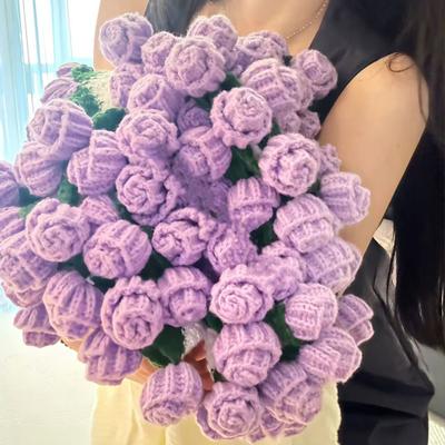 Rose Bouquet Blanket Handmade Crocheted Rose Blanket Floral Design Throw Blanket for Sofa Couch