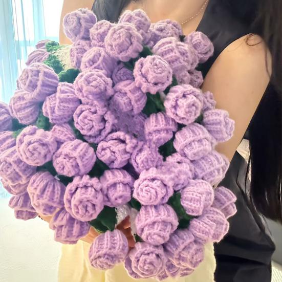 Rose Bouquet Blanket Handmade Crocheted Rose Blanket Floral Design Throw Blanket for Sofa Couch