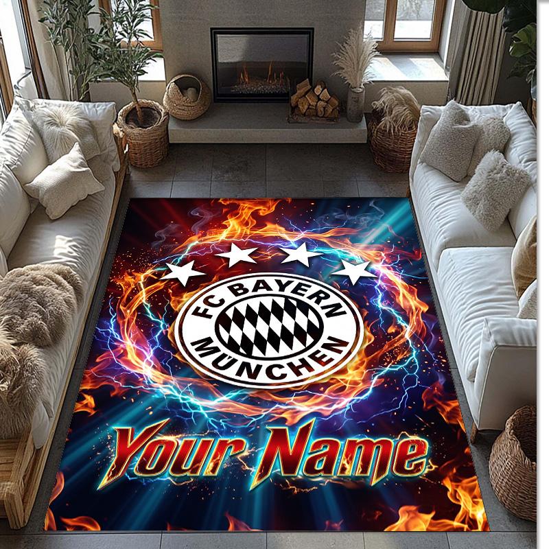 Bayern Munich Printed Crystal Velvet Rug Non‑Slip Crystal Velvet Carpet For Sofa Bedroom Indoor Home Decoration