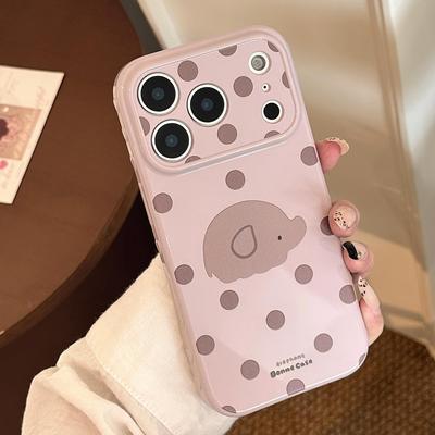 Roztomilý kreslený pouzdro na telefon se slonem s puntíky pro iPhone 17 a iPhone 17 Pro Max