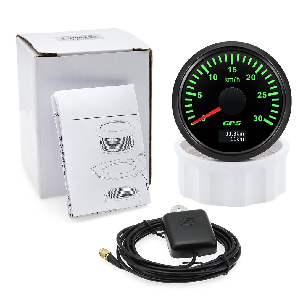 52mm GPS Speedometer 30/60/80/120/200 KMH Speed Meter With GPS Antenna For  Marine Boat Car 7 Color Backlight Odometer 12V 24V