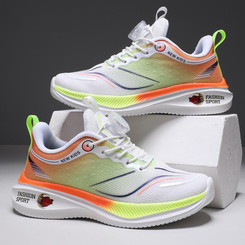 Running shoes boys and girls autumn new mesh shock absorption rotating button shock absorption sports shoes children's shoes student boy