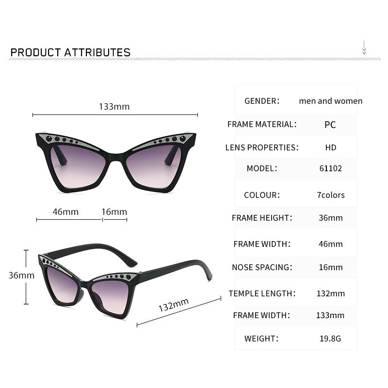 Fashion Cat Eye Sunglasses Boys Girls Sparkle Ornament Anti Uv Gradient Lens Holiday Outdoor Children Eyewear