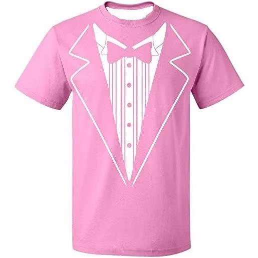 Men Funny Gentleman Fake Tuxedo Print Short Sleeve T Shirt